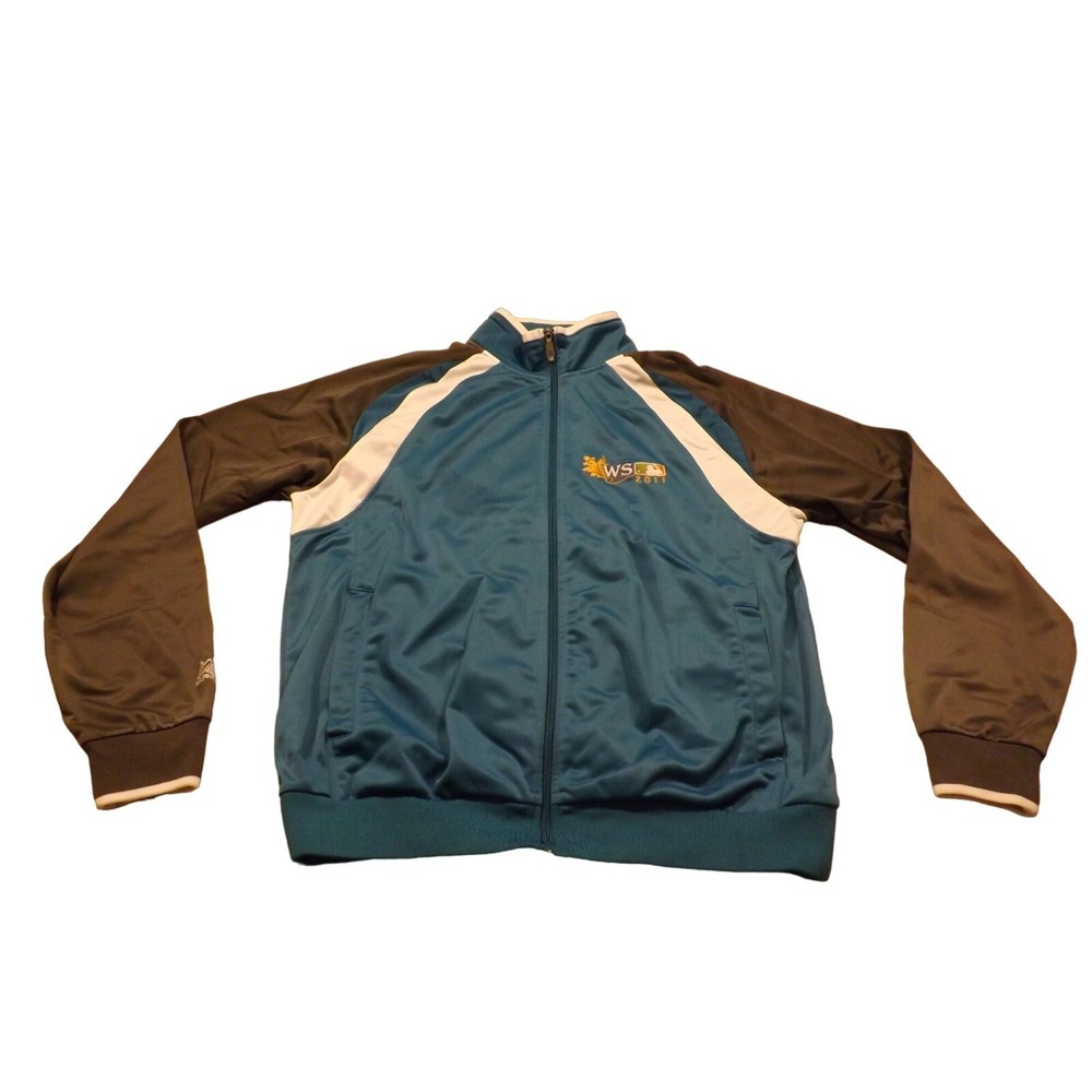 MLB 2011 World Series Majestic Full Zip Track Jacket‎ Mens L Authentic Baseball